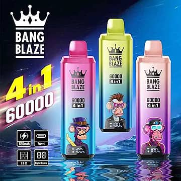 Bang Blaze 60k Puffs 4 in 1 multi-flavor disposable vape with digital display