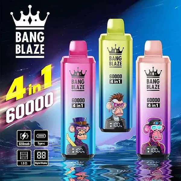 Bang Blaze 60 000 drag – engångsvape med fyra smaker och digital display