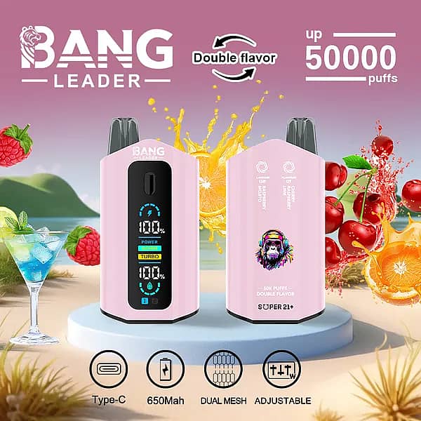 Bang Leader 50 000 bouffées : Mojito framboise-citron vert et double saveur cerise-framboise-citron vert - Cigarette électronique jetable