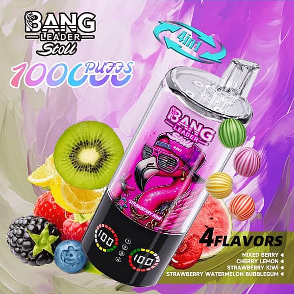 Bang Leader Stoll – jednorazowy vaporizer 4 w 1 o wielu smakach, 100 000 zaciągnięć, z wyświetlaczem cyfrowym
