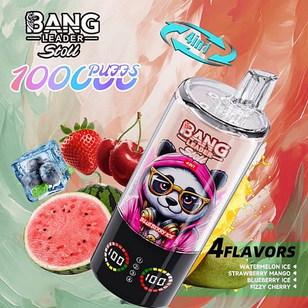 Jednorazowy vape Bang Leader Stoll 100K Puffs o smaku Blueberry Ice i Watermelon Ice z zestawem smaków 4 w 1