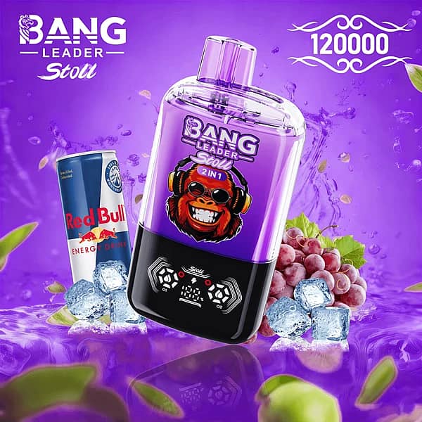 Bang Leader Stoll 120 000 zaciągnięć – Red Bull Grape, jednorazowy vape typu 2 w 1 z wyświetlaczem cyfrowym