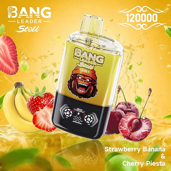 Bang Leader Stoll 120 000 zaciągnięć – truskawka, banan, wiśnia – Piesta 2 w 1 – jednorazowy vape o smaku