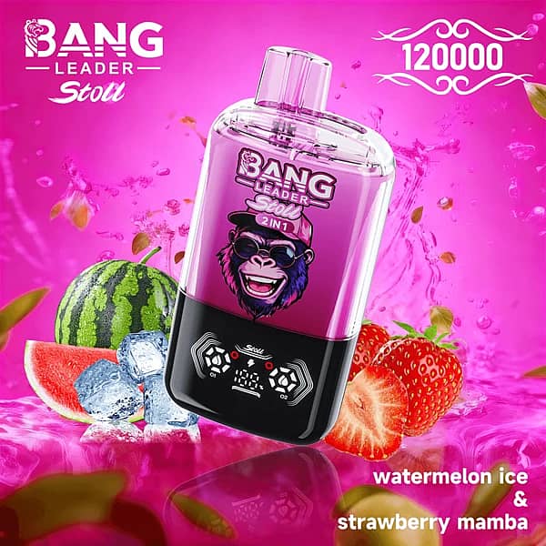 Bang Leader Stoll 120 000 zaciągnięć – Watermelon Ice & Strawberry Mamba – jednorazowy vape 2 w 1 z wyświetlaczem cyfrowym