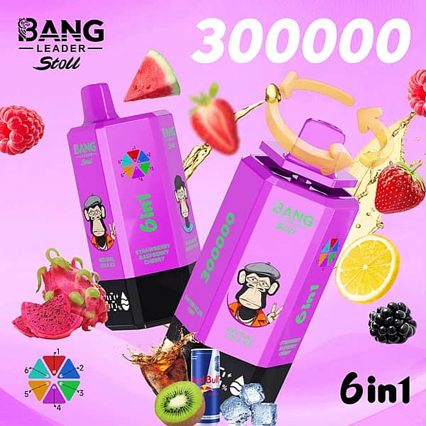 Bang Leader Stoll – jednorazowy vape 6 w 1 o wielu smakach, wystarczający na 300 tys. zaciągnięć, z obrotową ustnikiem