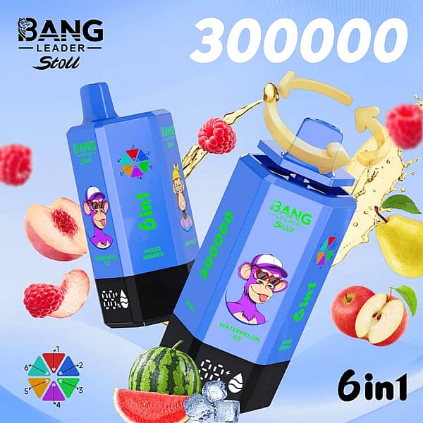 Bang Leader Stoll – jednorazowy vape 6 w 1 o wielu smakach, wystarczający na 300 tys. zaciągnięć, z obrotową ustnikiem