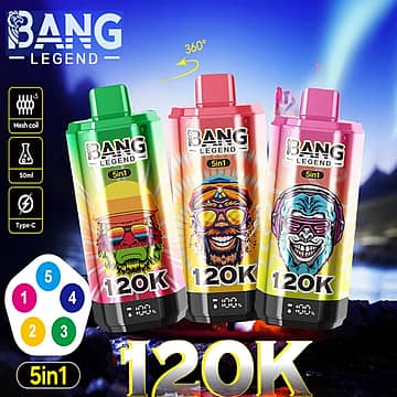 Bang Legend 120K Puffs 5 in 1 multi-flavor disposable vape with rotating mouthpiece