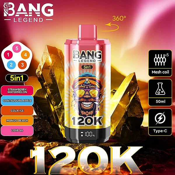 Bang Legend – jednorazowy vape 5 w 1 na 120 000 zaciągnięć z obrotową ustnikiem