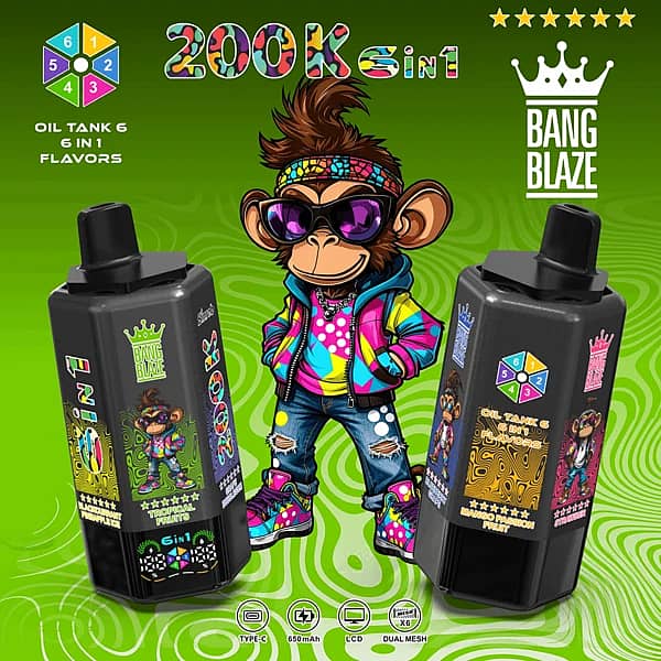 Bang Blaze – jednorazowy vaporizer 6 w 1 o pojemności 200 000 zaciągnięć z różnymi smakami i ekranem LCD