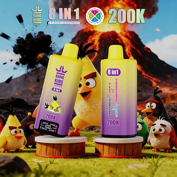 Bang King 200 000 drag 8-i-1 Black Dragon Ice, Love 66, Strawberry Lemonade, Mint – engångsvape med digital display