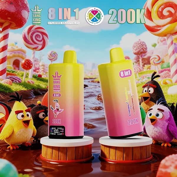 Bang King 200 000 drag Triple Berry Strawberry Banana 8-i-1 engångsvape med digital display