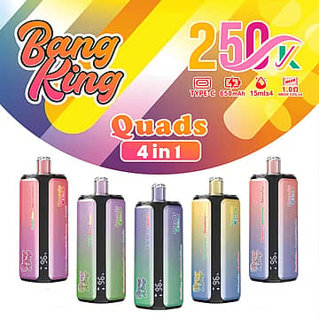 Bang King 250K Puffs 4 in 1 multi-flavor disposable vape with digital display