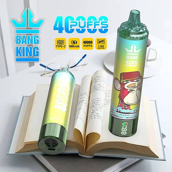 Bang King 40 000 bouffées - Vape jetable « Passion Pomegranate » avec écran numérique