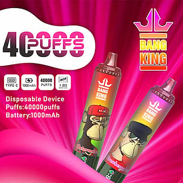 Bang King 40k Puffs Watermelon and Strawberry Ice disposable vape, colorful device