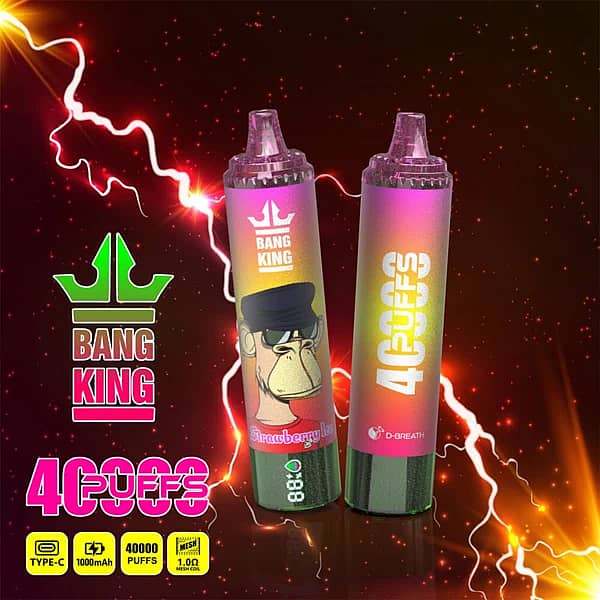 Vape jetable Bang King 40 000 bouffées à la fraise glacée avec écran numérique