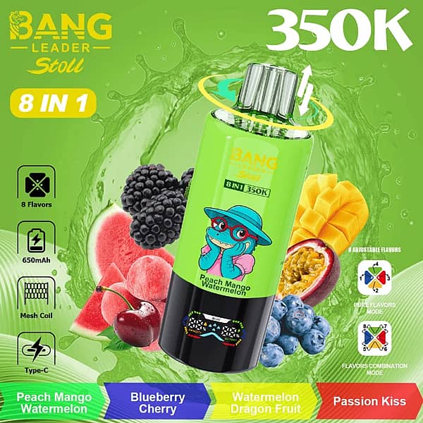 Bang Leader Stoll : vapoteuse jetable de 350 000 bouffées avec combinaison de 8 saveurs et embout buccal rotatif