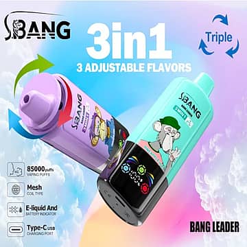 BANG Leader 85k Puffs Pineapple Ice 3 in 1 adjustable flavors disposable vape with digital display