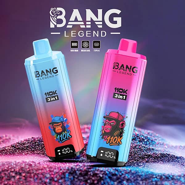 Bang Legend 110,000パフ 3-in-1 マルチフレーバー 使い捨てベイプ（デジタルディスプレイ付き）