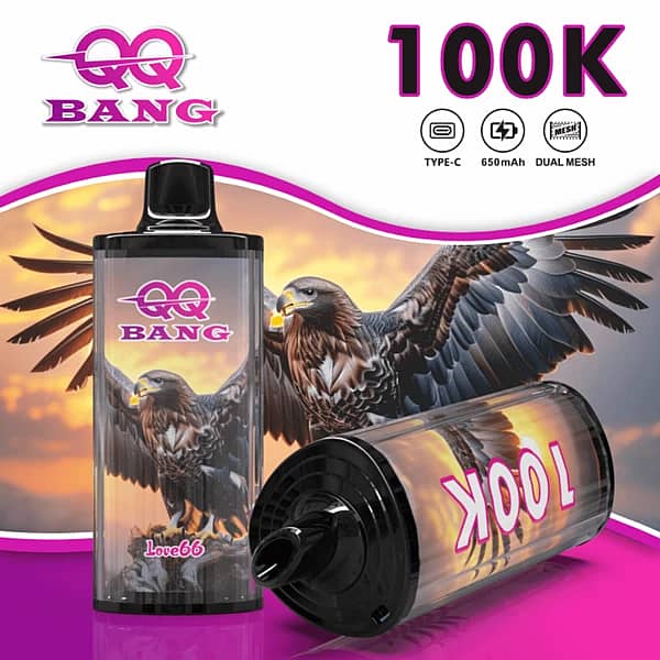 W=600,H=600,Fit=Scale Down,Gravity=Auto,Sharpen=1,Metadata=None,Format=Auto,Quality=70 Qq Bang 100 000 bouffées – Cigarette électronique jetable Love66 avec motif d'aigle