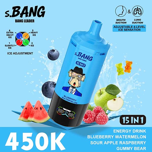 Bang Leader 450K Puffs 15-In-1 Blueberry Watermelon Disposable Vape With Adjustable Ice Sensation