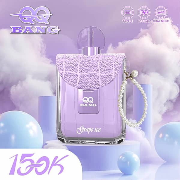 Ancho=600, Alto=600, Ajustar=Reducir, Orientación=Automática, Nitidez=1, Metadatos=Ninguno, Formato=Automático, Calidad=70 Vaporizador desechable Qq Bang Perfume de 150 000 caladas con sabor a uva helada y diseño de frasco de perfume morado