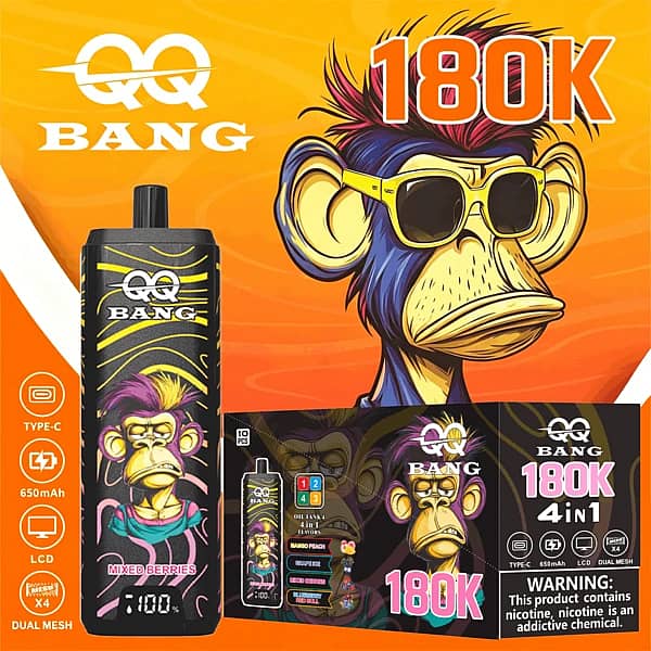 Qq Bang 180K Puffs Mixed Berries Disposable Vape With 4-In-1 Flavor Design