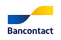 Bancontact logo with a blue and yellow wave graphic and text