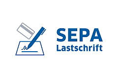 SEPA Lastschrift logo with a pen signing a document and a credit card